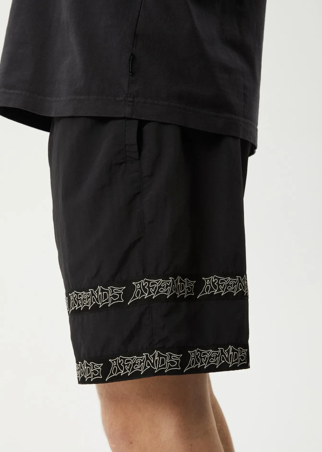 Shorts<Afends Peace Out Tape - Elastic Waist Short Black
