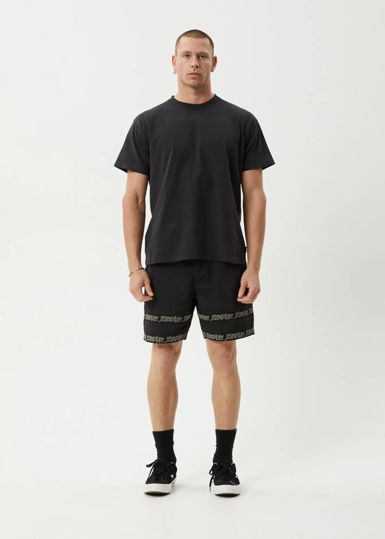 Shorts<Afends Peace Out Tape - Elastic Waist Short Black