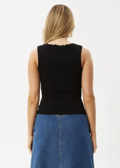 Sleeveless|Essentials<Afends Peony  - Rib High Neck Tank Black