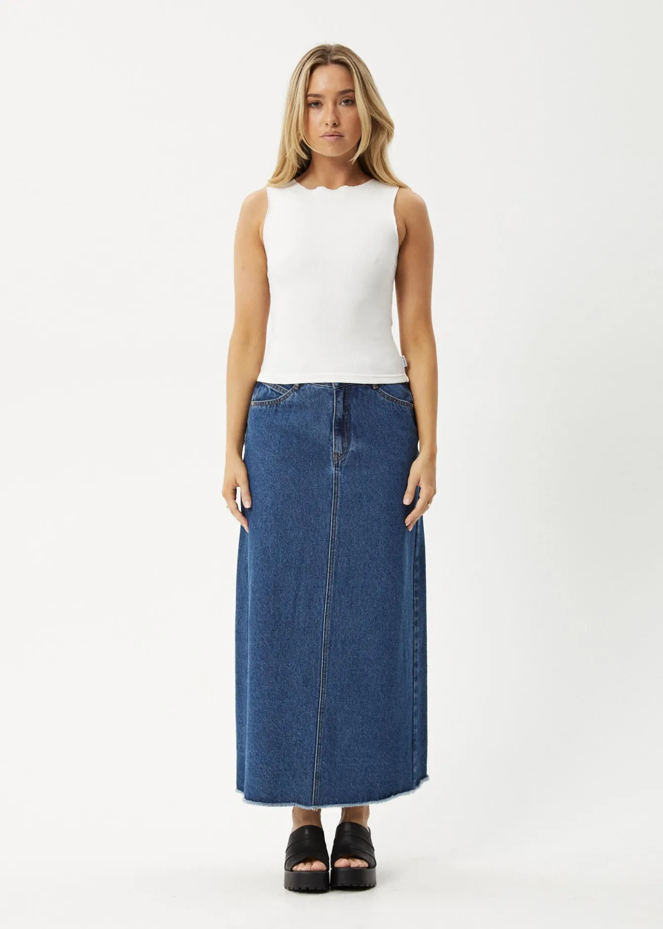 Sleeveless|Essentials<Afends Peony - Rib High Neck Tank White