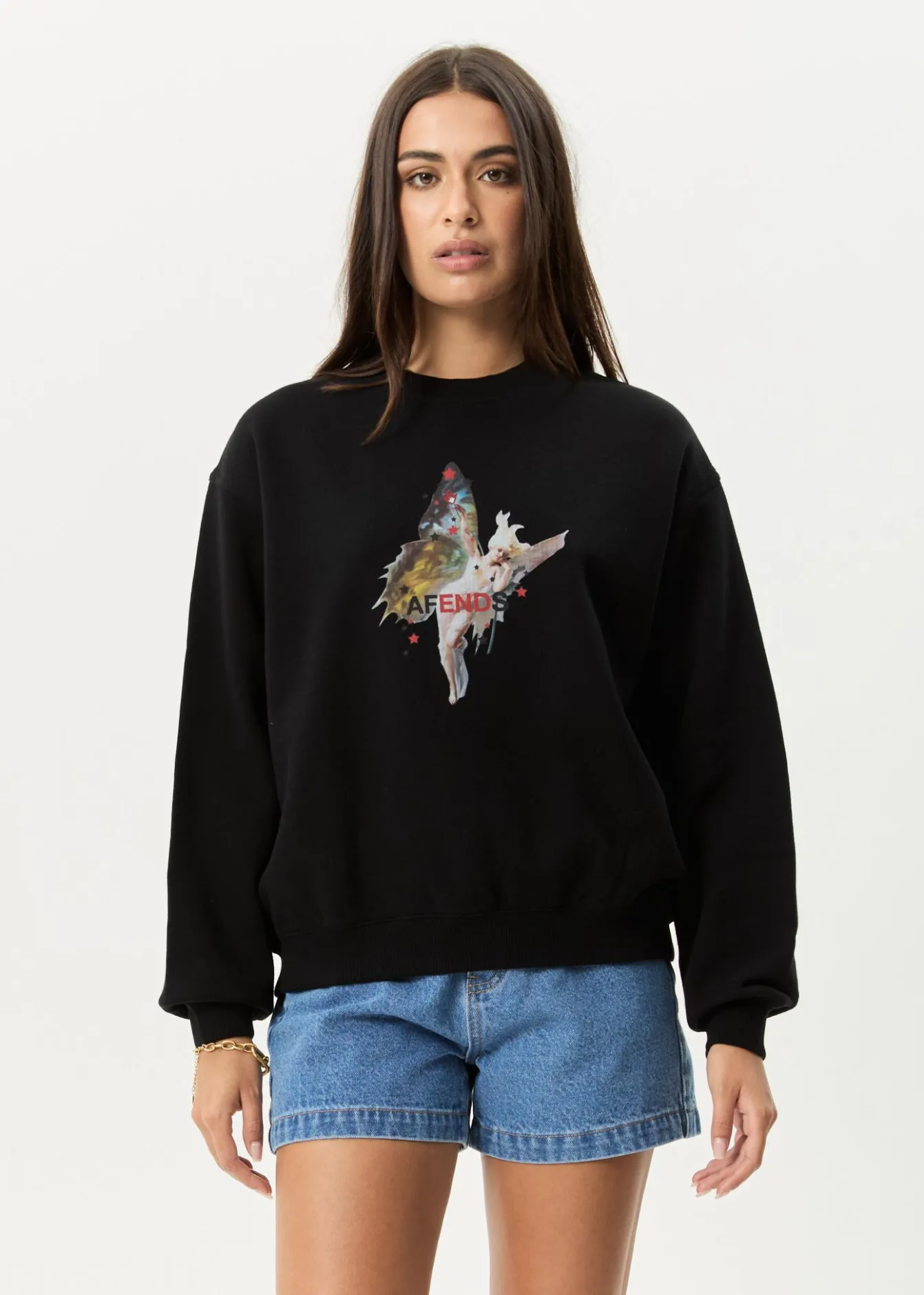 Outerwear<Afends Pixie - Crew Neck Jumper Black