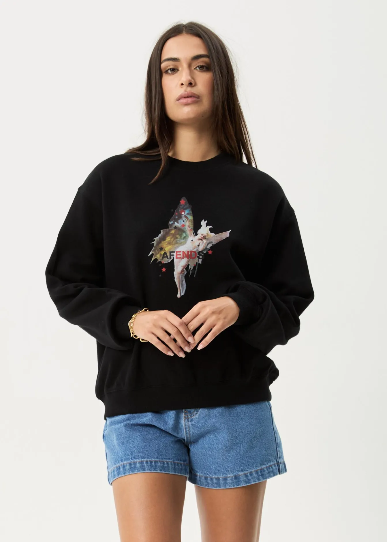 Outerwear<Afends Pixie - Crew Neck Jumper Black