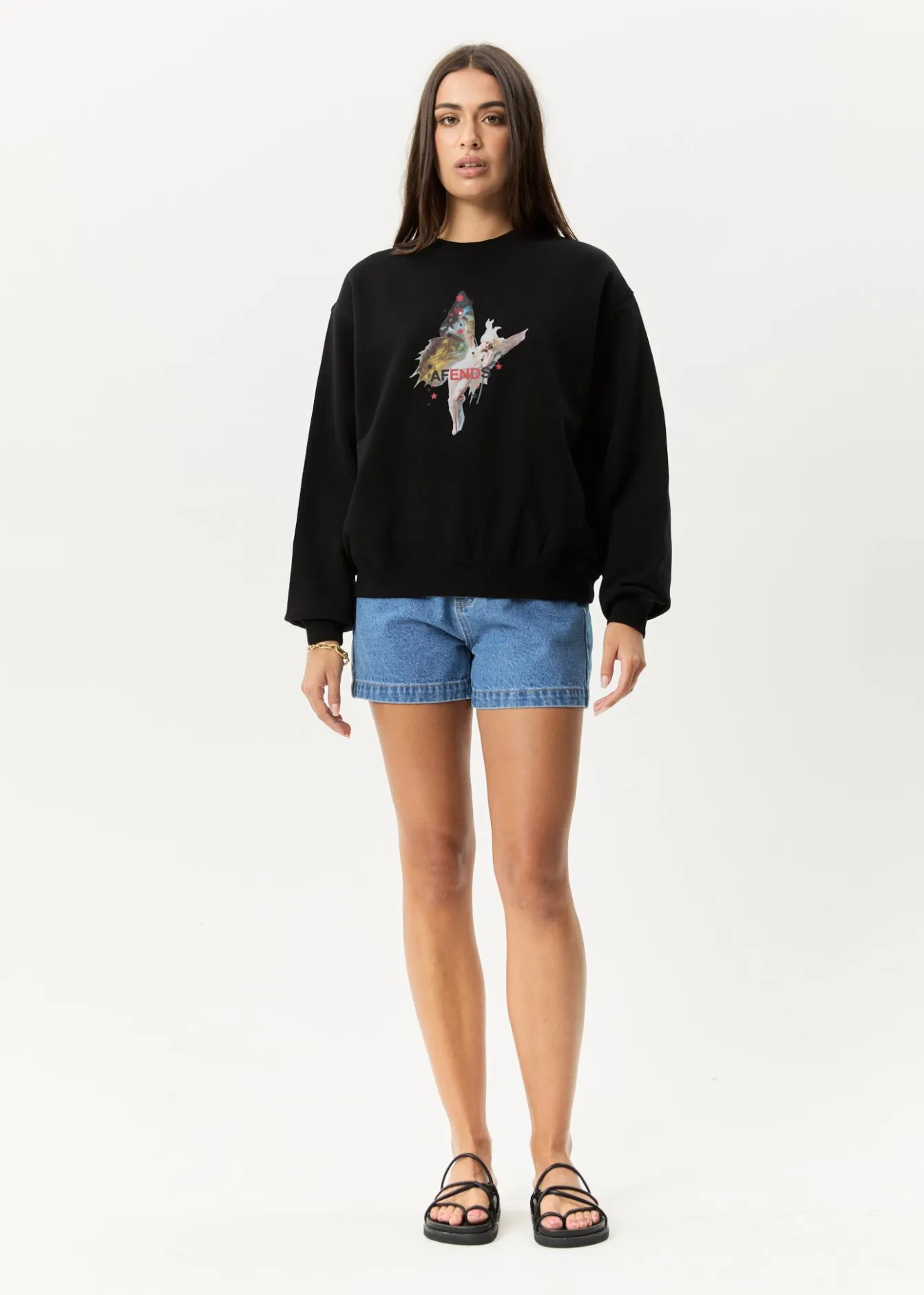 Outerwear<Afends Pixie - Crew Neck Jumper Black