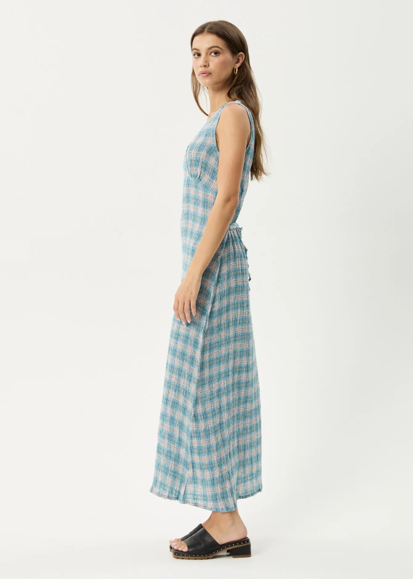 Dresses<Afends Position - Seersucker Maxi Dress Lake Check