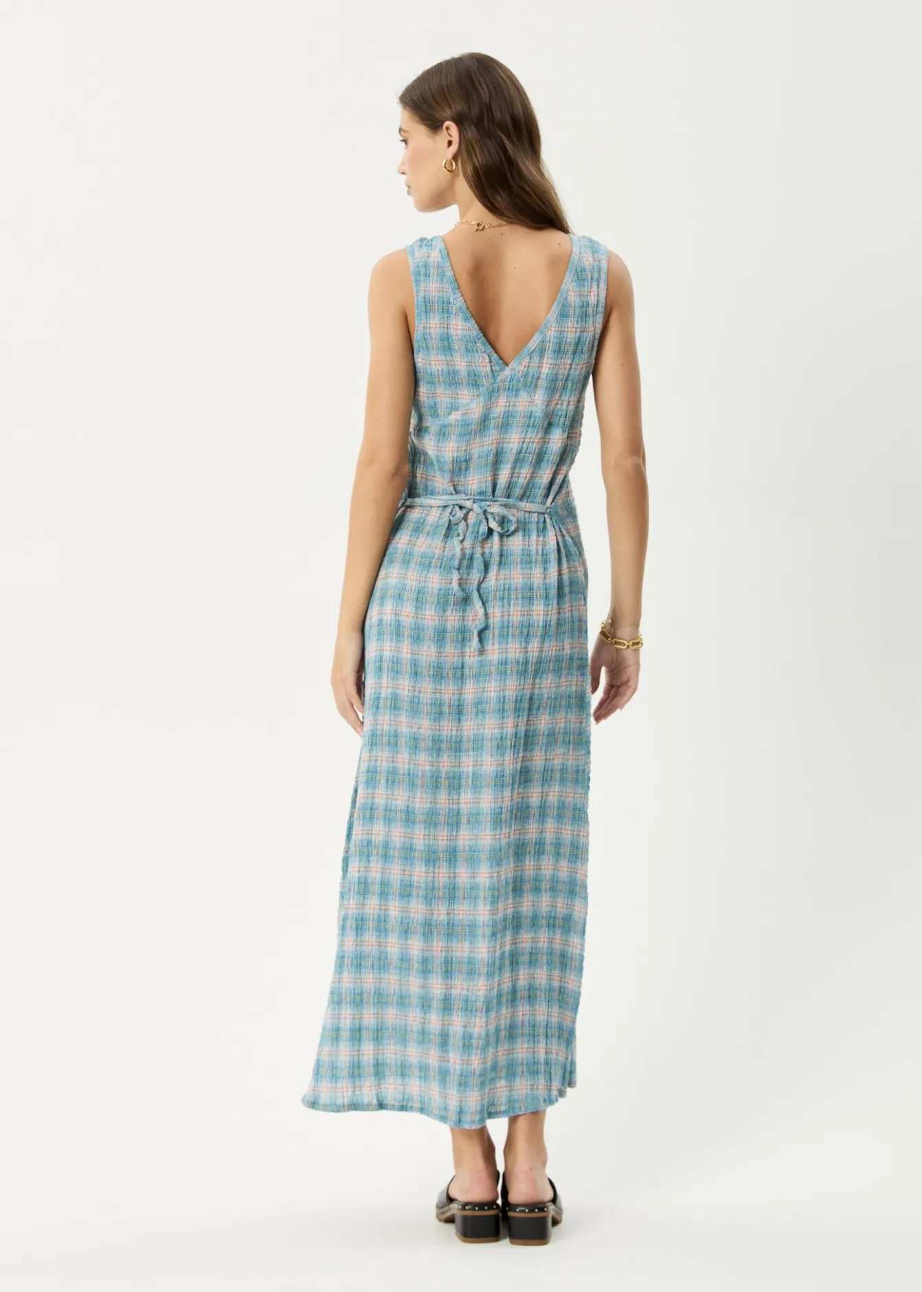 Dresses<Afends Position - Seersucker Maxi Dress Lake Check