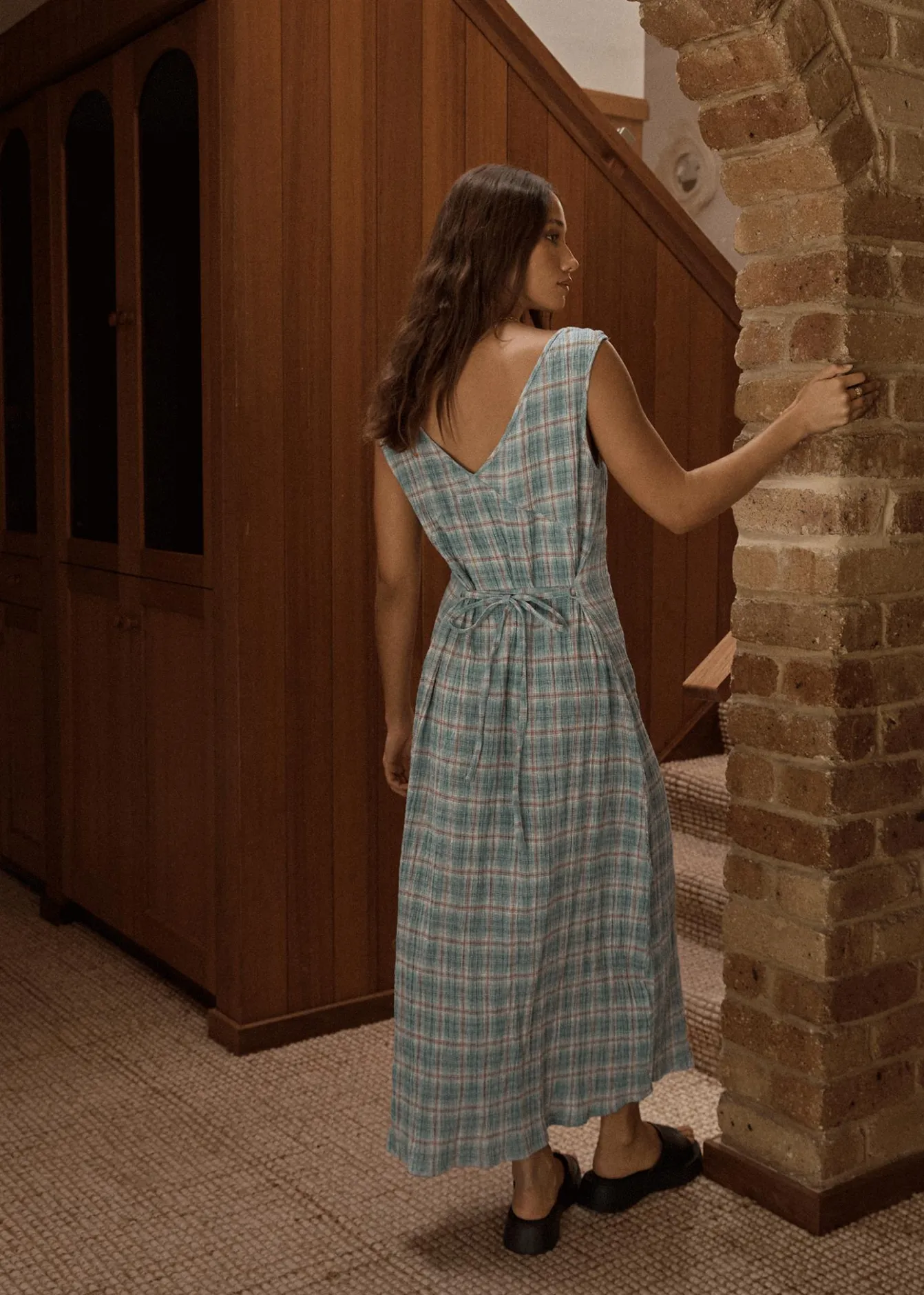 Dresses<Afends Position - Seersucker Maxi Dress Lake Check