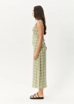 Dresses<Afends Position - Seersucker Maxi Dress Green Check