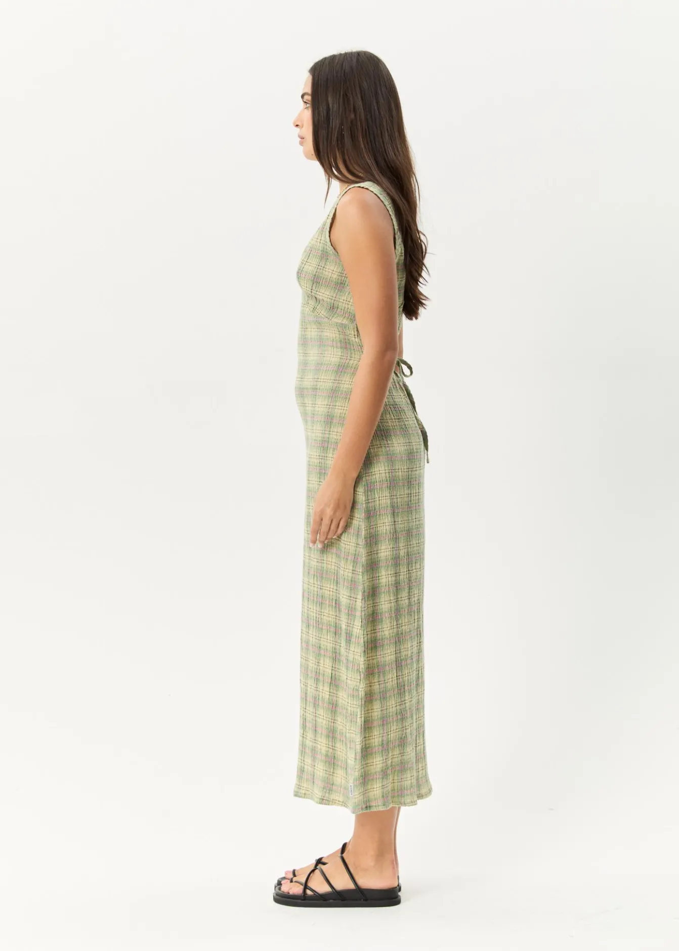 Dresses<Afends Position - Seersucker Maxi Dress Green Check