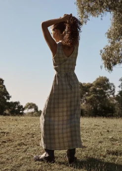 Dresses<Afends Position - Seersucker Maxi Dress Green Check