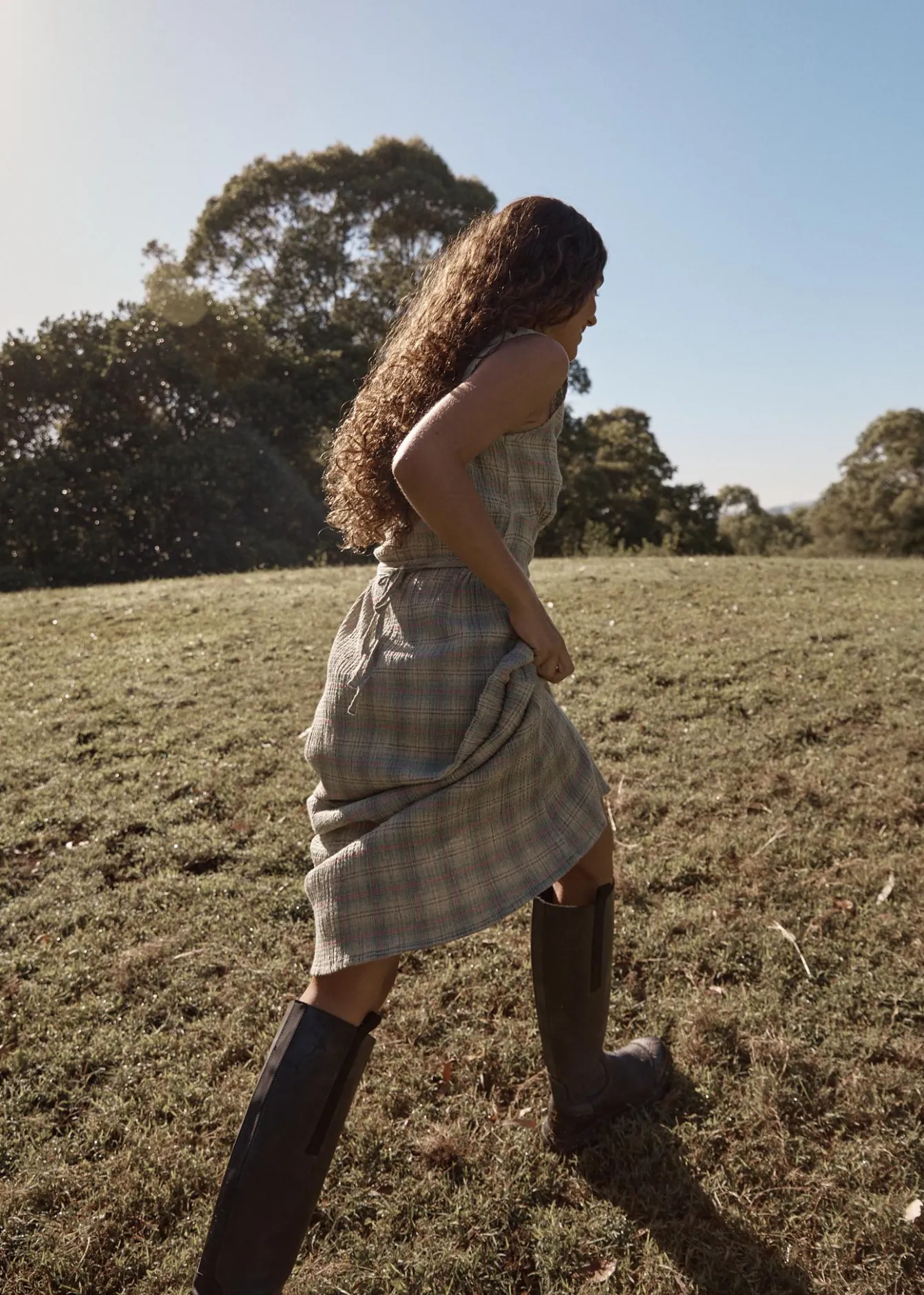 Dresses<Afends Position - Seersucker Maxi Dress Green Check