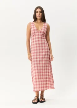 Dresses<Afends Position  - Seersucker Maxi Dress Red Check