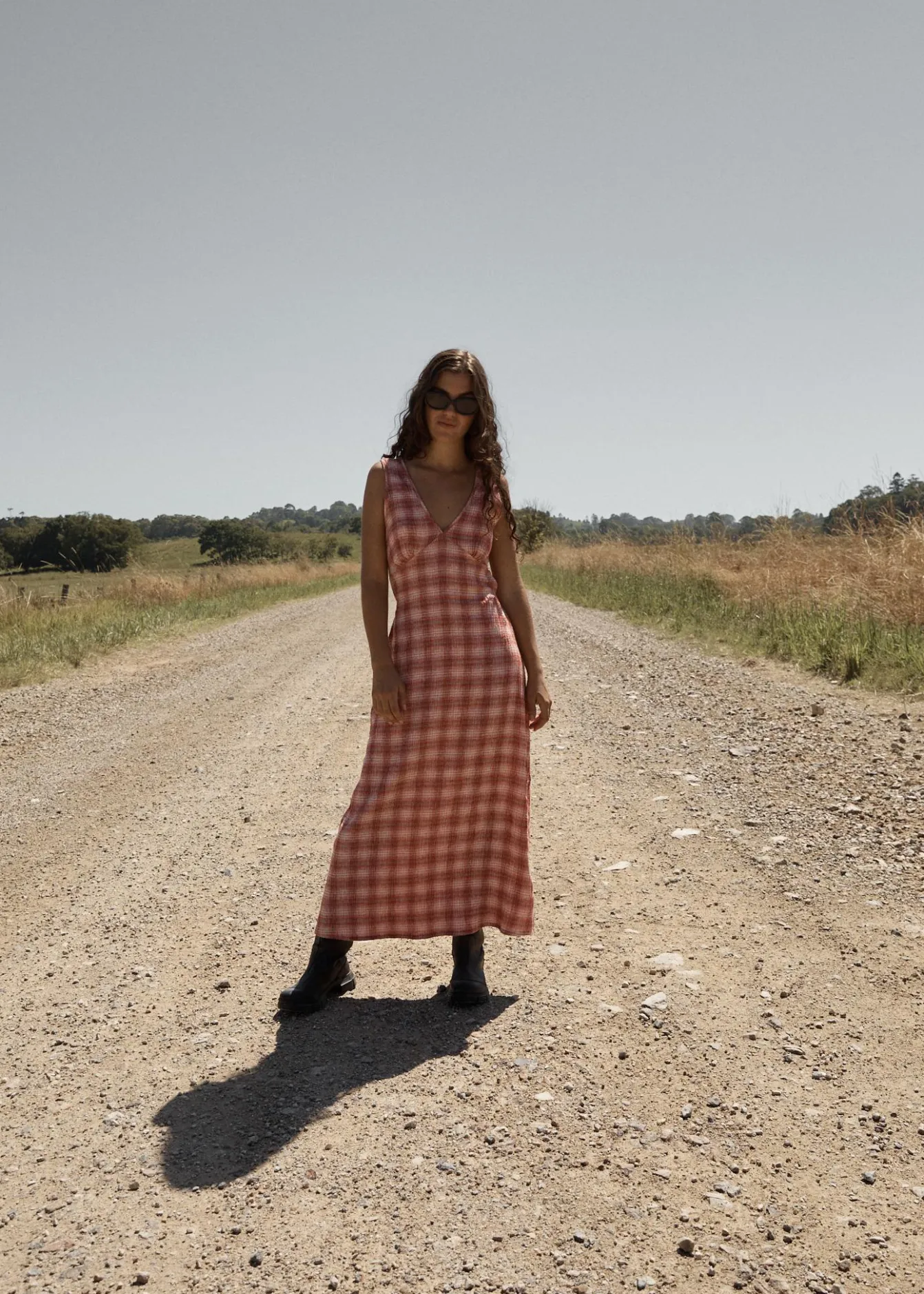 Dresses<Afends Position - Seersucker Maxi Dress Red Check
