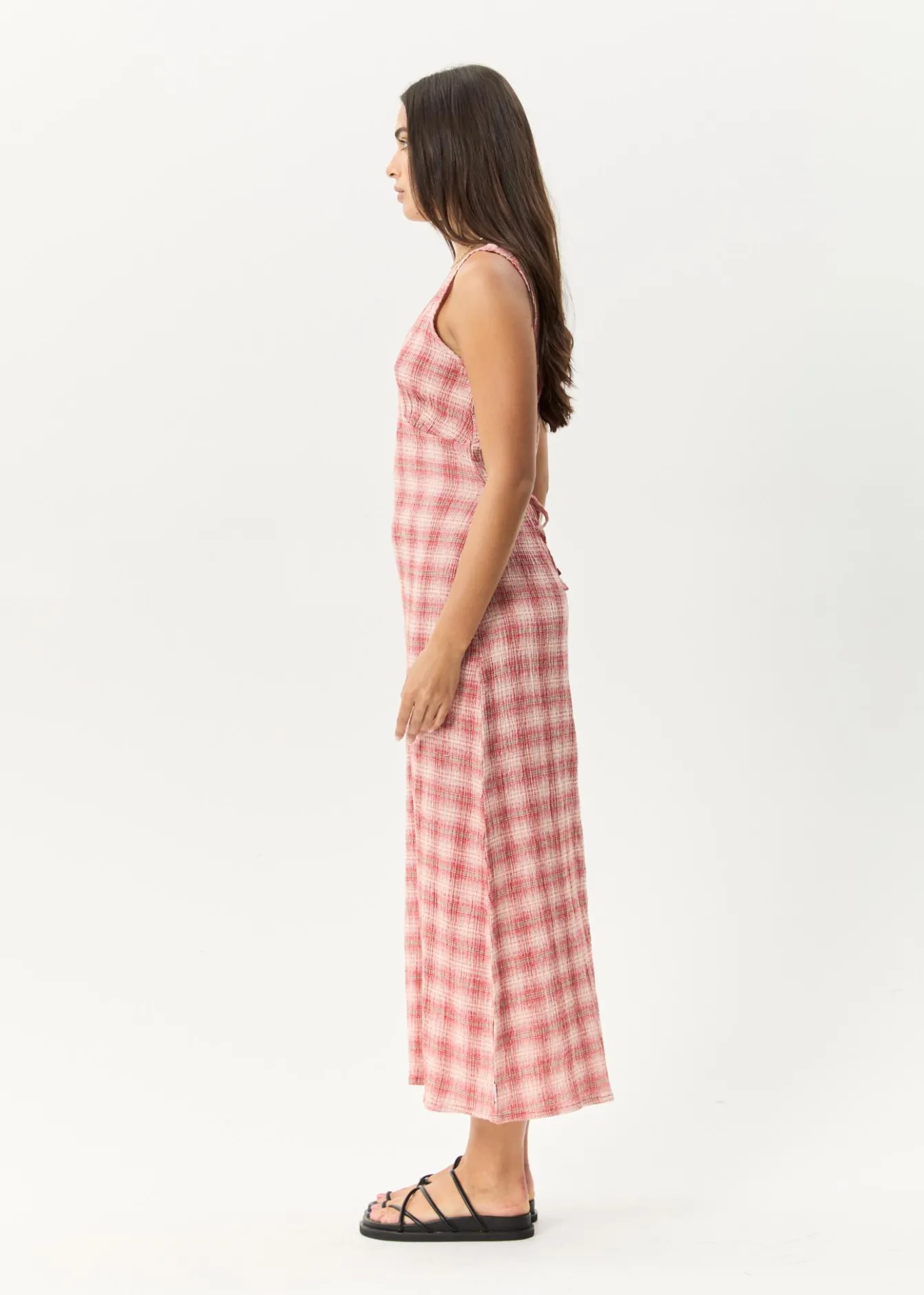 Dresses<Afends Position - Seersucker Maxi Dress Red Check