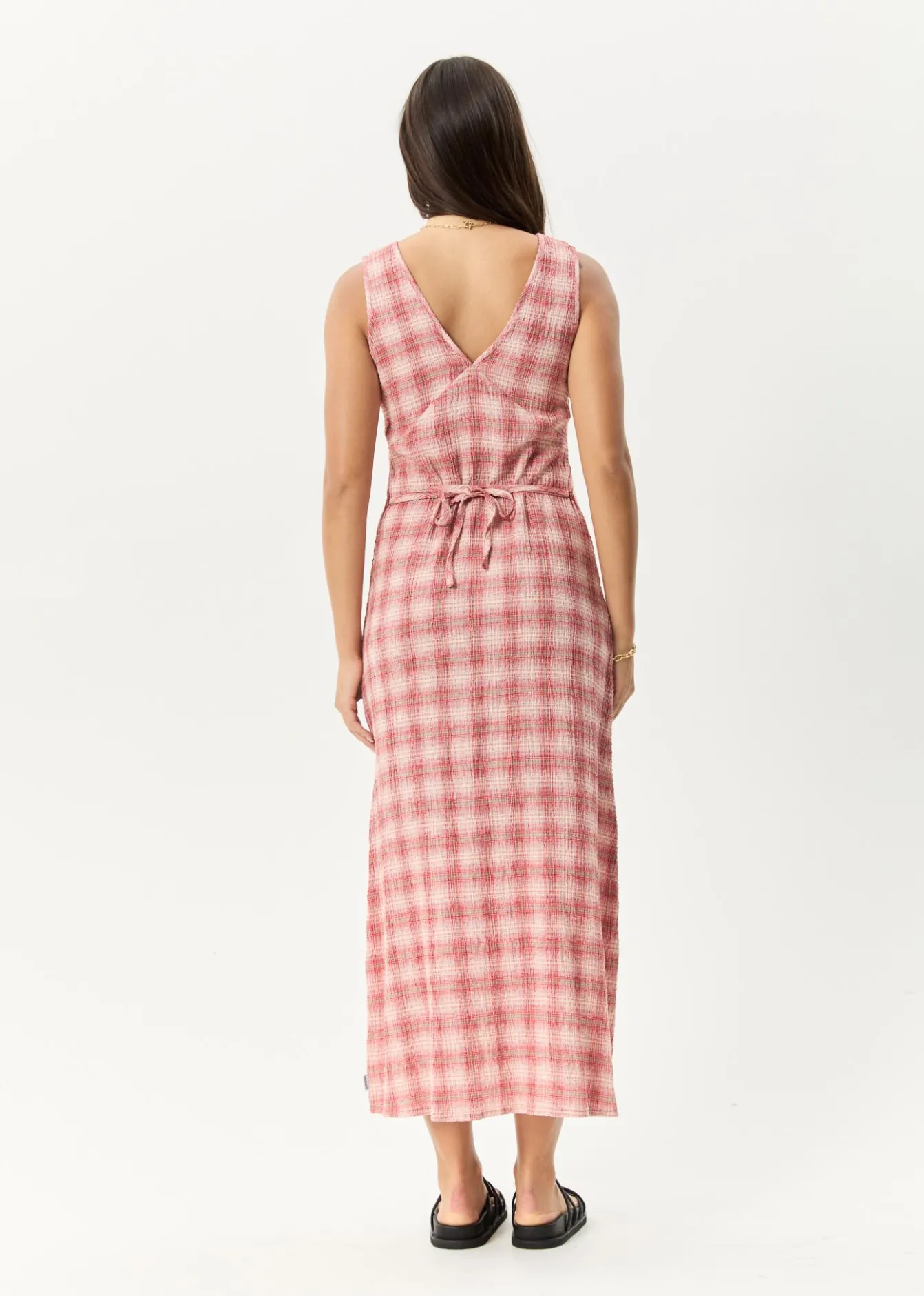Dresses<Afends Position - Seersucker Maxi Dress Red Check