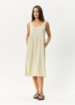 Dresses<Afends Position  - Seersucker Midi Dress Tan Check