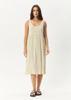 Dresses<Afends Position  - Seersucker Midi Dress Tan Check