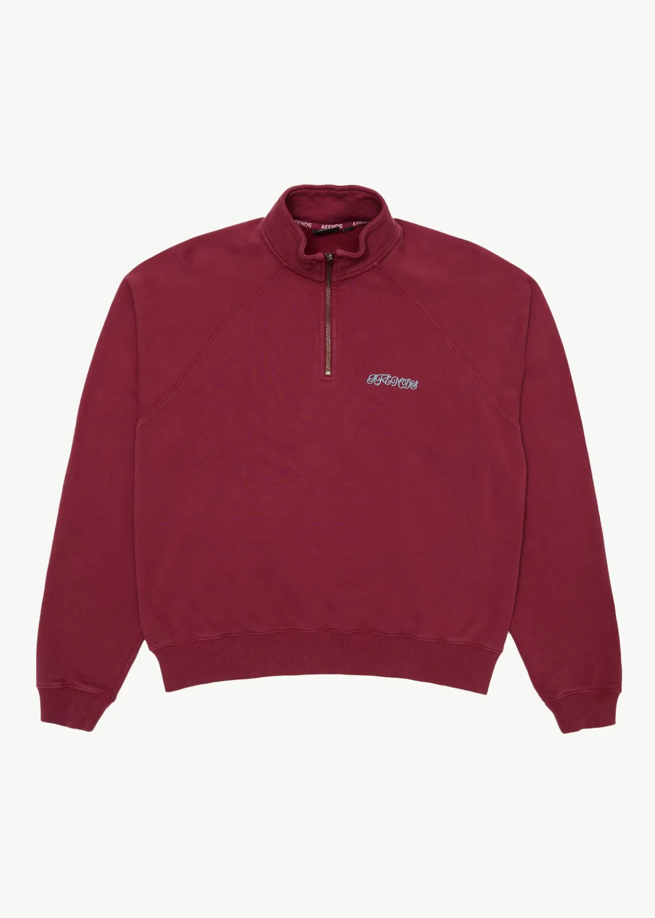 Sweaters & Hoodies|Outerwear<Afends Quartz Zip - Raglan Quarter Zip Crew Washed Burgundy