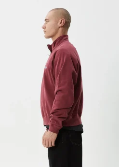 Sweaters & Hoodies|Outerwear<Afends Quartz Zip - Raglan Quarter Zip Crew Washed Burgundy