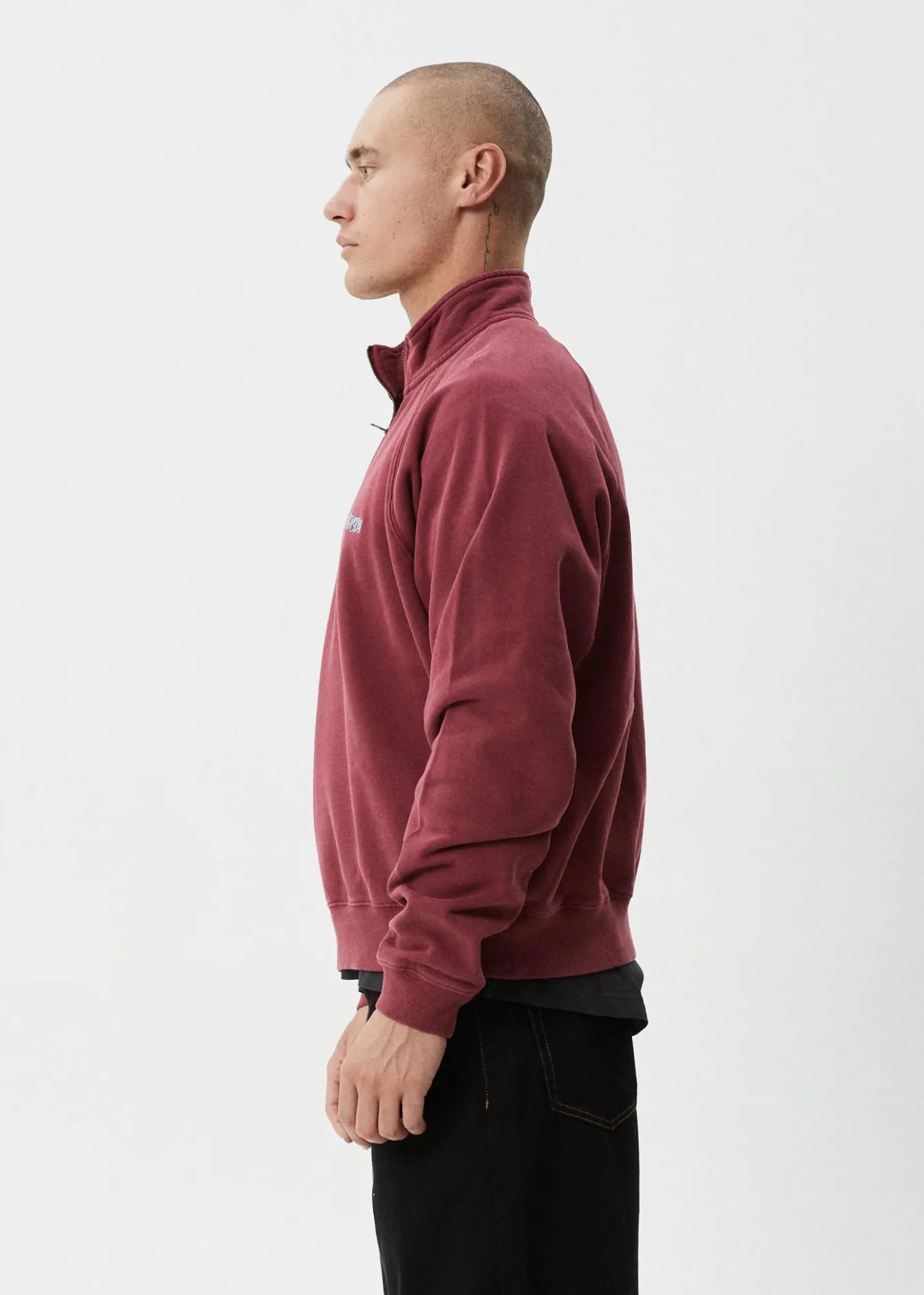 Sweaters & Hoodies|Outerwear<Afends Quartz Zip - Raglan Quarter Zip Crew Washed Burgundy