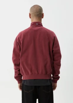 Sweaters & Hoodies|Outerwear<Afends Quartz Zip - Raglan Quarter Zip Crew Washed Burgundy