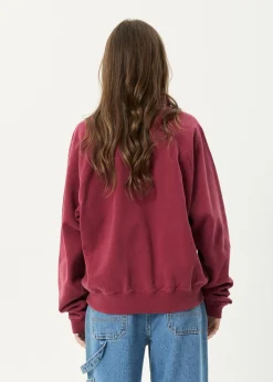 Sweaters & Hoodies|Outerwear<Afends Quartz Zip - Raglan Quarter Zip Crew Washed Burgundy