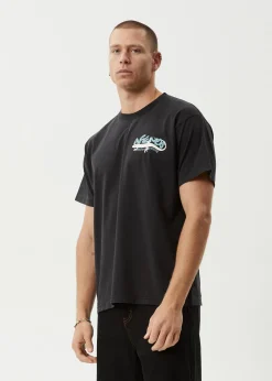 T-Shirts<Afends Reptilian  - Heavyweight Boxy Tee Stone Black