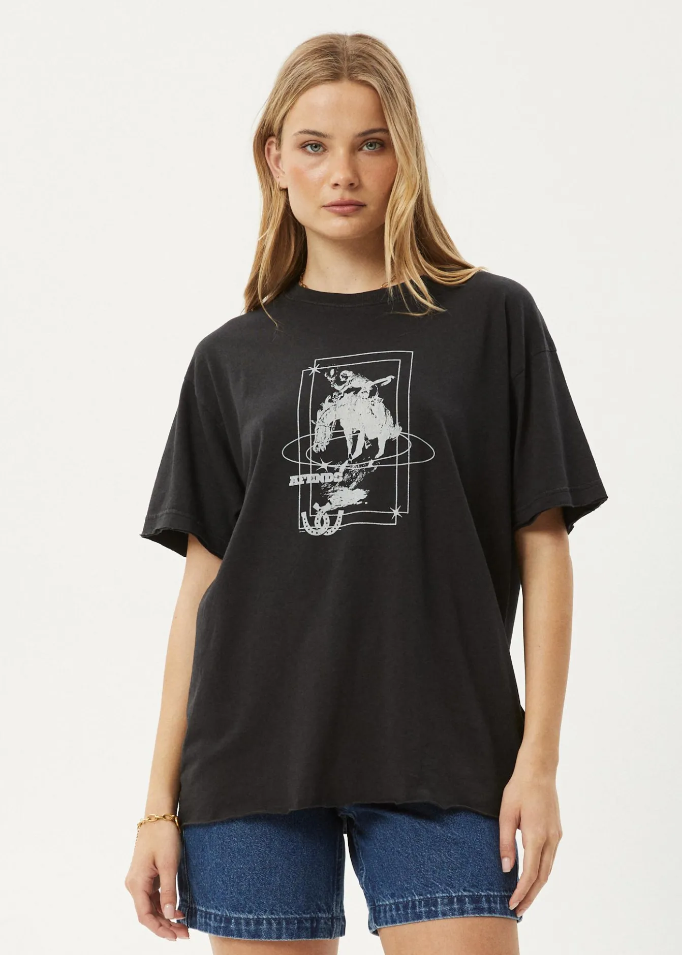 Tees & Shirts<Afends Rodeo - Oversized Tee Stone Black