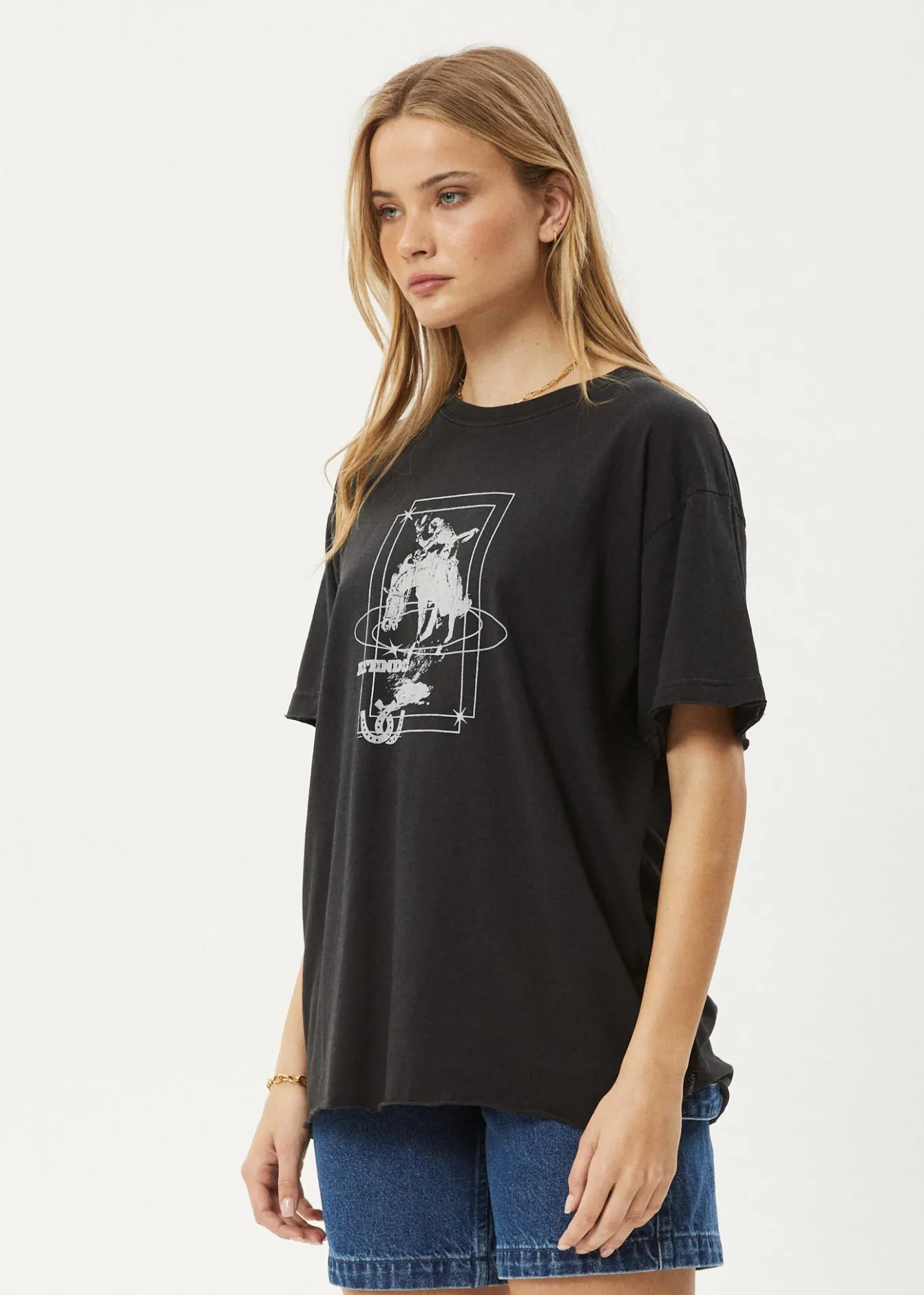 Tees & Shirts<Afends Rodeo - Oversized Tee Stone Black