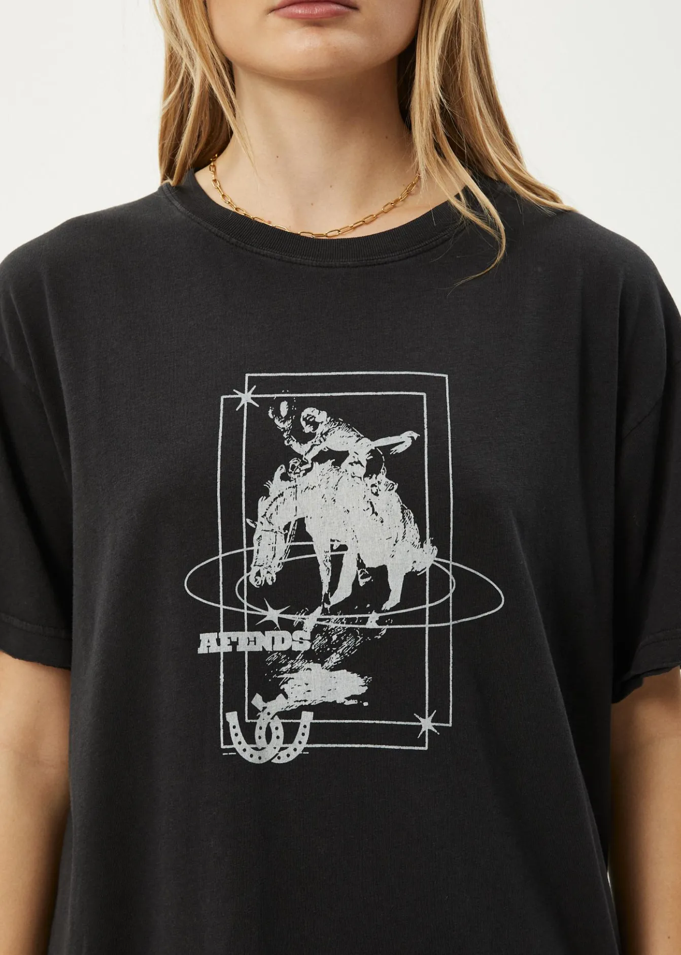 Tees & Shirts<Afends Rodeo - Oversized Tee Stone Black