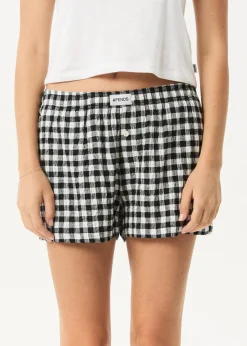 Sets & Co-Ords|Shorts<Afends Rowan  - Seersucker Boxer Short Black / White