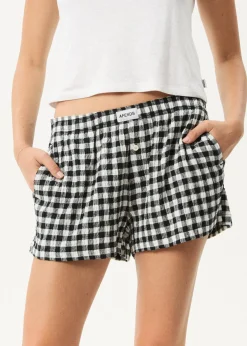 Sets & Co-Ords|Shorts<Afends Rowan  - Seersucker Boxer Short Black / White