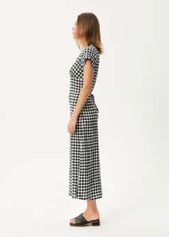 Dresses<Afends Rowan  - Seersucker Check Maxi Dress Black / White
