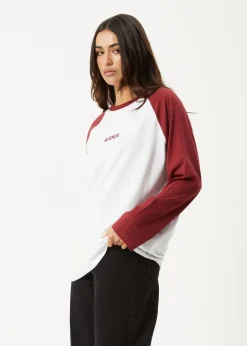 Long Sleeve|Essentials<Afends Ryan - Oversized Long Sleeve Raglan Tee Burgundy