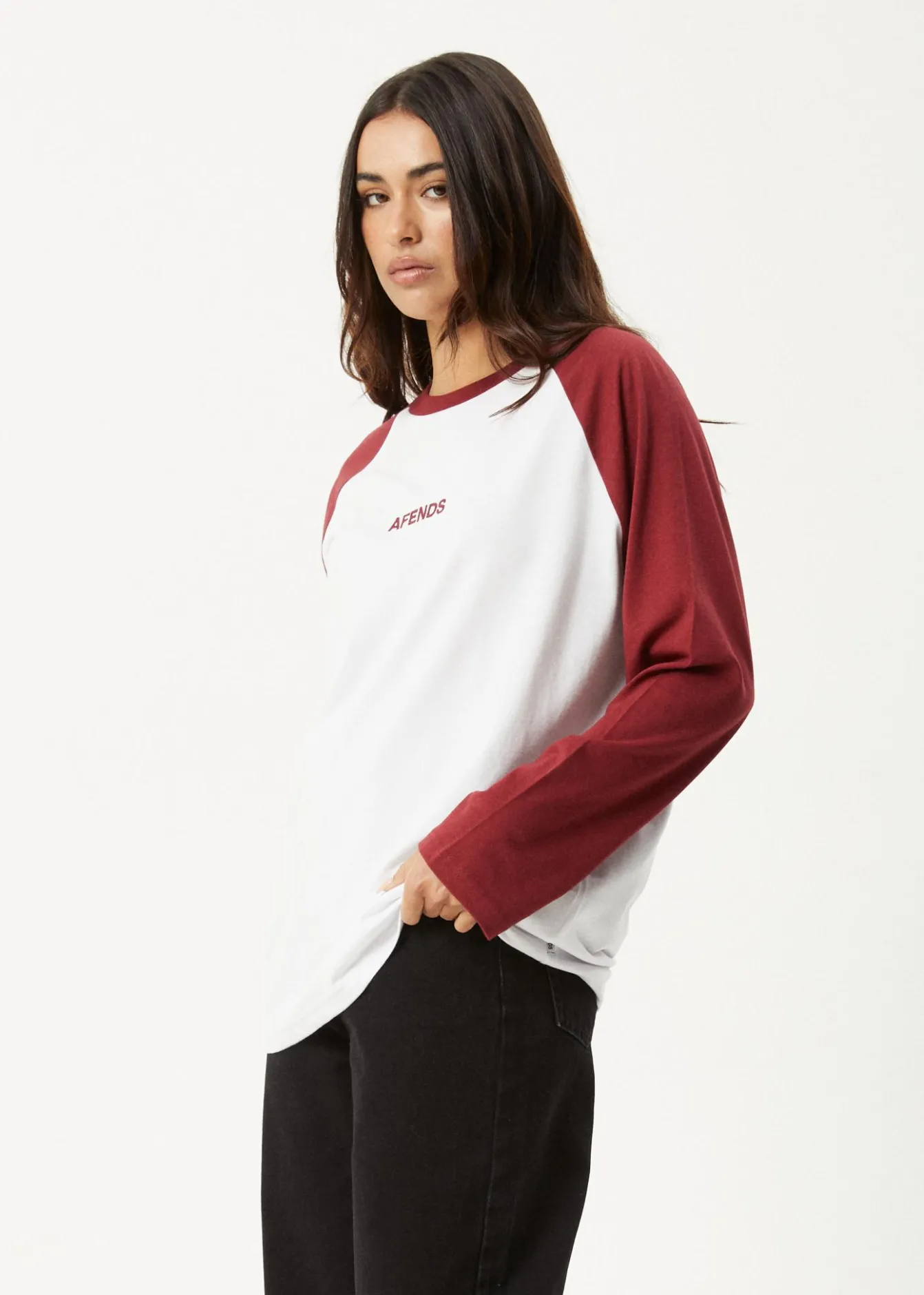Long Sleeve|Essentials<Afends Ryan - Oversized Long Sleeve Raglan Tee Burgundy