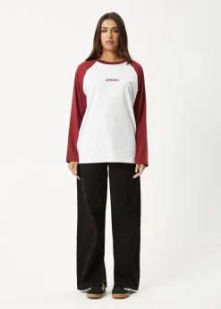 Long Sleeve|Essentials<Afends Ryan - Oversized Long Sleeve Raglan Tee Burgundy
