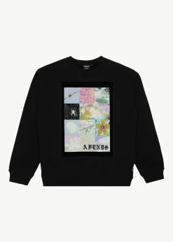 Sweaters & Hoodies<Afends Sadworld  - Crew Neck Jumper Black