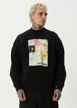 Sweaters & Hoodies<Afends Sadworld  - Crew Neck Jumper Black