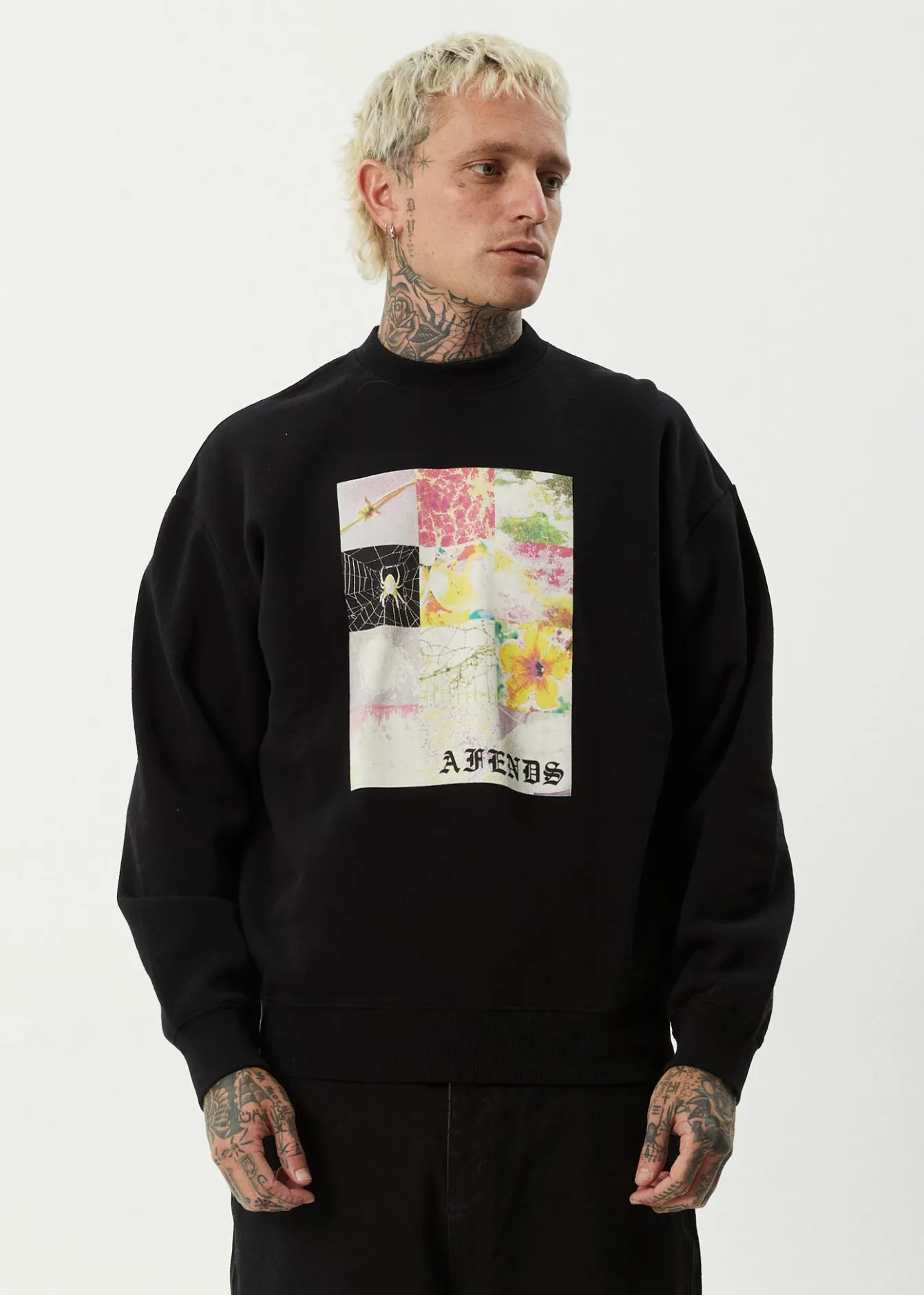 Sweaters & Hoodies<Afends Sadworld - Crew Neck Jumper Black