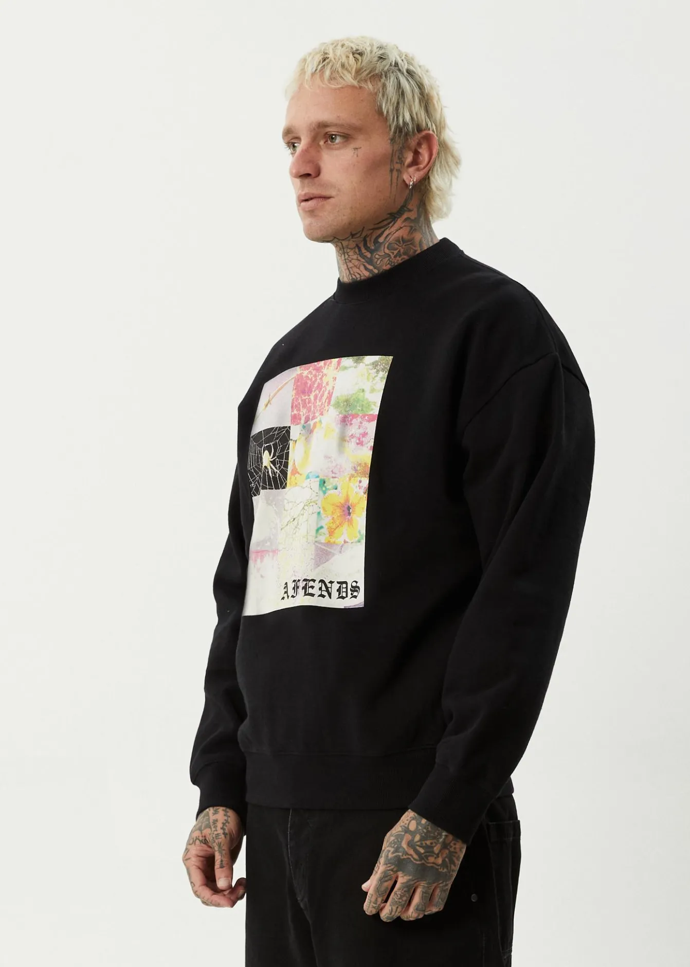Sweaters & Hoodies<Afends Sadworld - Crew Neck Jumper Black