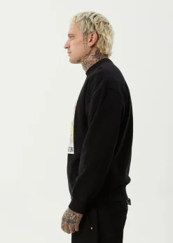 Sweaters & Hoodies<Afends Sadworld - Crew Neck Jumper Black