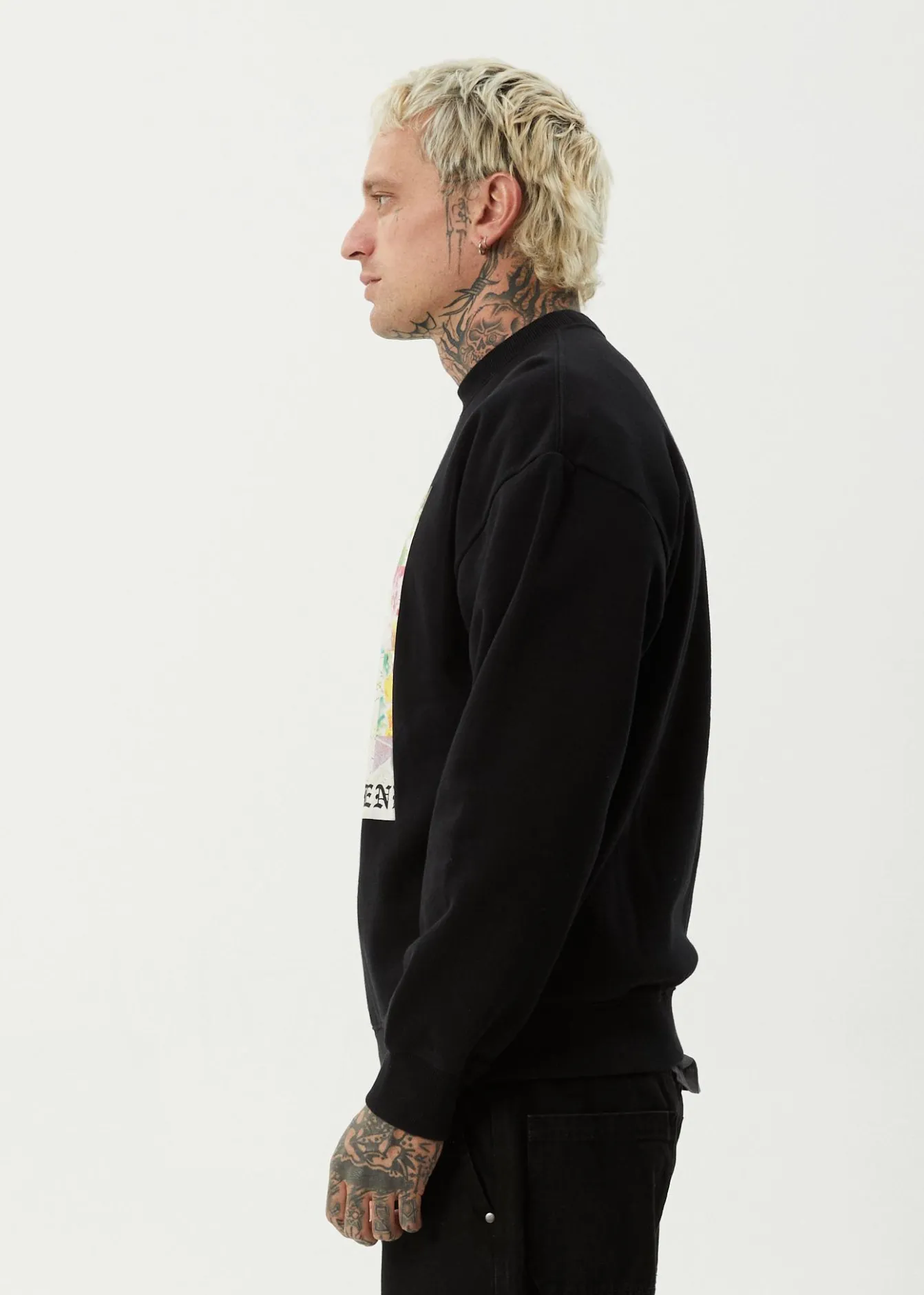 Sweaters & Hoodies<Afends Sadworld - Crew Neck Jumper Black