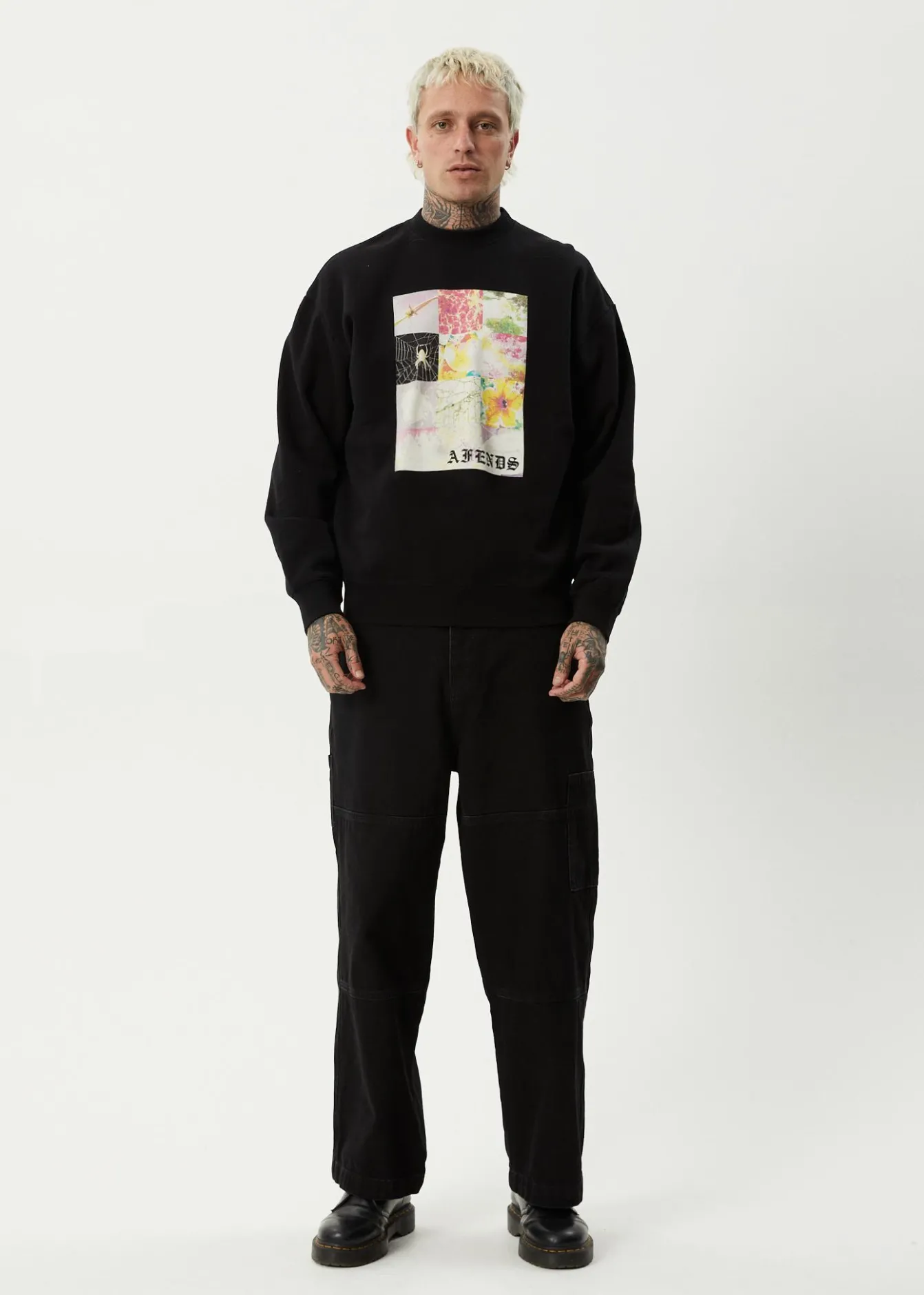 Sweaters & Hoodies<Afends Sadworld - Crew Neck Jumper Black