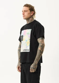 T-Shirts<Afends Sadworld  - Heavyweight Boxy Tee Black
