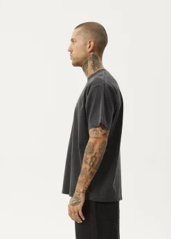 T-Shirts<Afends Scorched  - Heavyweight Boxy Tee Stone Black