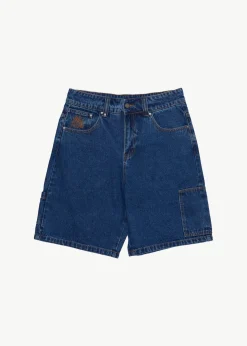 Shorts<Afends Scorched Harper  - Denim Baggy Workwear Short 22" Authentic Blue