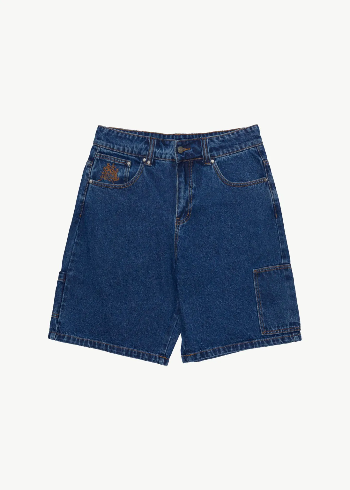 Shorts<Afends Scorched Harper - Denim Baggy Workwear Short 22" Authentic Blue