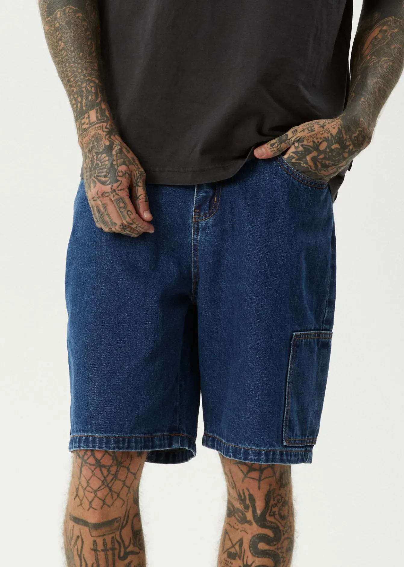 Shorts<Afends Scorched Harper - Denim Baggy Workwear Short 22" Authentic Blue