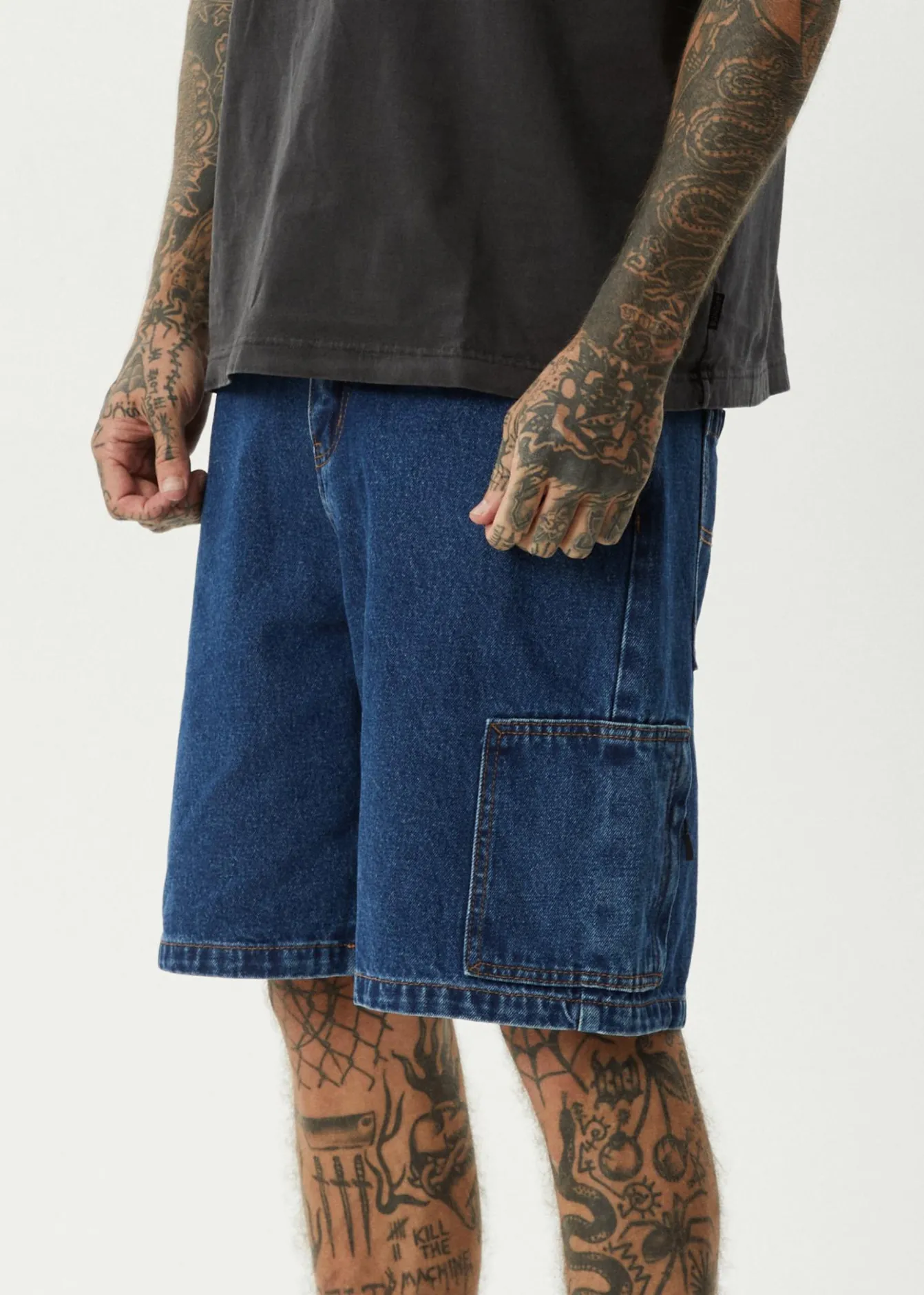 Shorts<Afends Scorched Harper - Denim Baggy Workwear Short 22" Authentic Blue