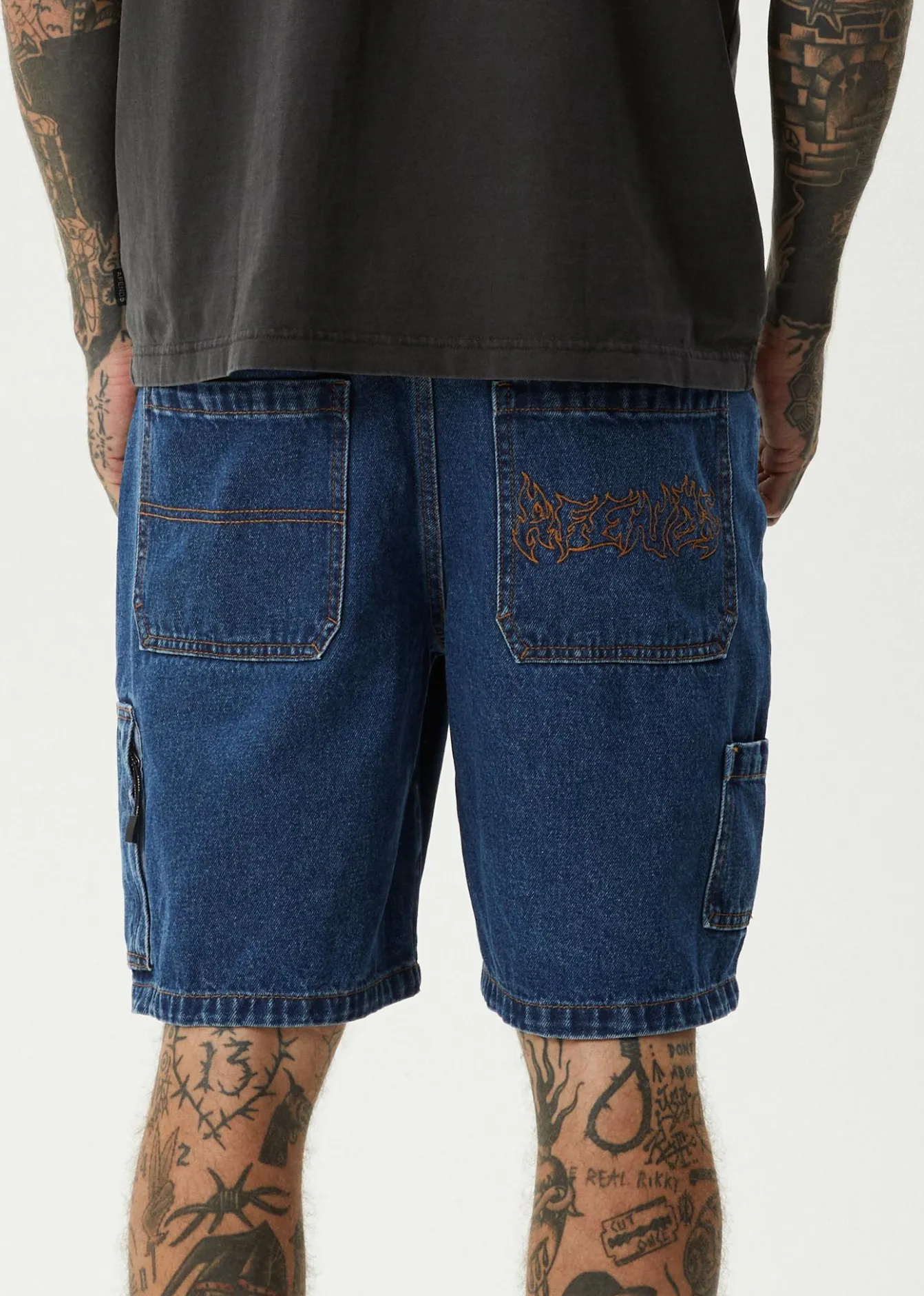 Shorts<Afends Scorched Harper - Denim Baggy Workwear Short 22" Authentic Blue