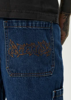 Shorts<Afends Scorched Harper - Denim Baggy Workwear Short 22" Authentic Blue